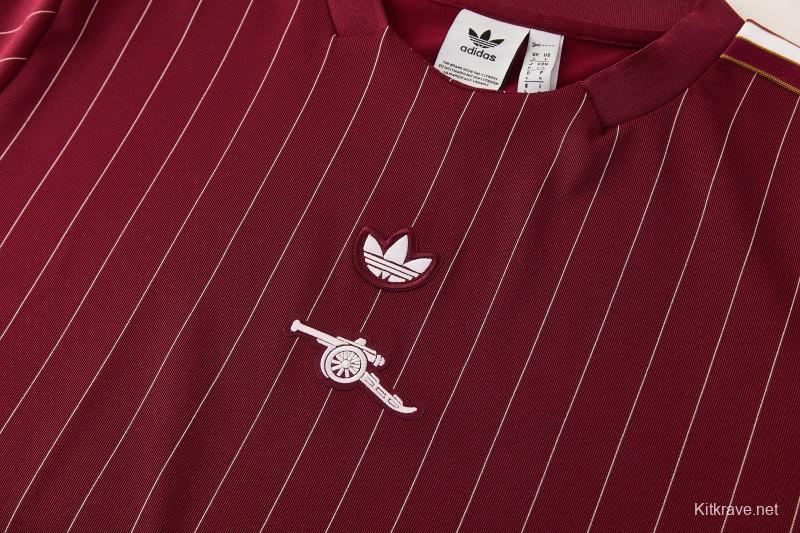 26/27  Arsenal  Maroon Pinstripe Short Sleeve+Soccer Shorts