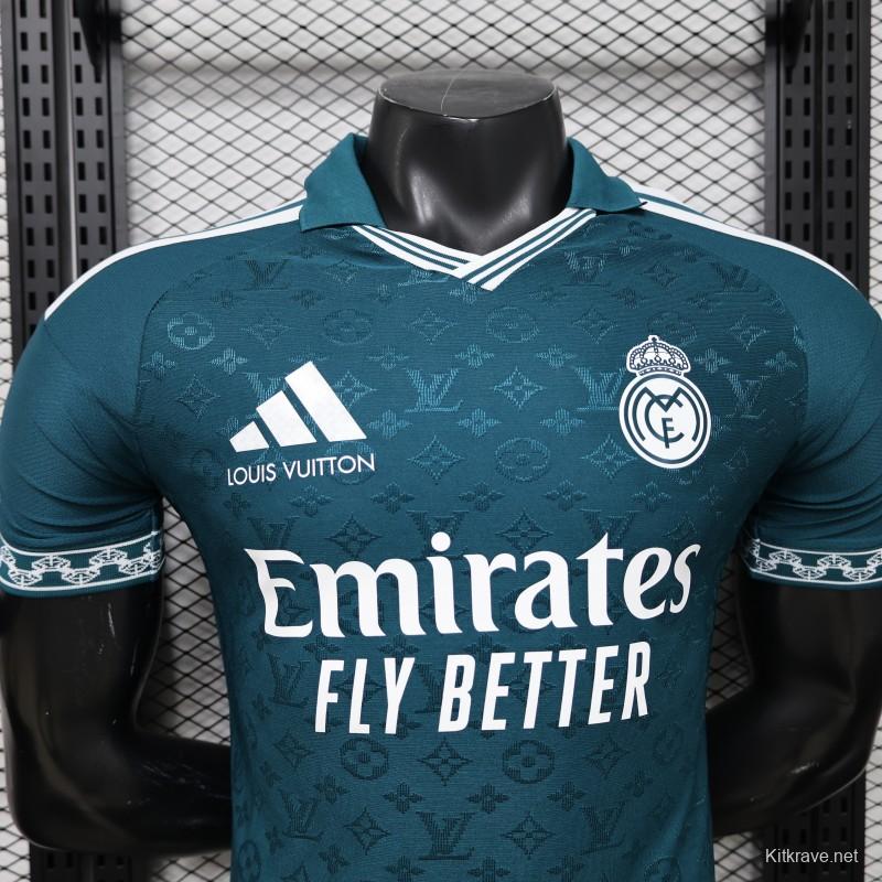 Player Version 2026 Real Madrid × Louis Vuitton Teal LV Monogram Adidas Collab Special Edition Jersey