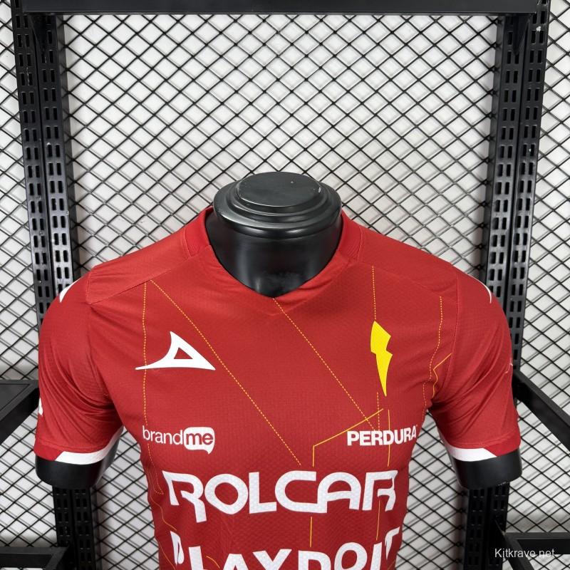 Player Version 25/26 Club Necaxa away Red with Gold Geometric Lightning Pattern Jersey