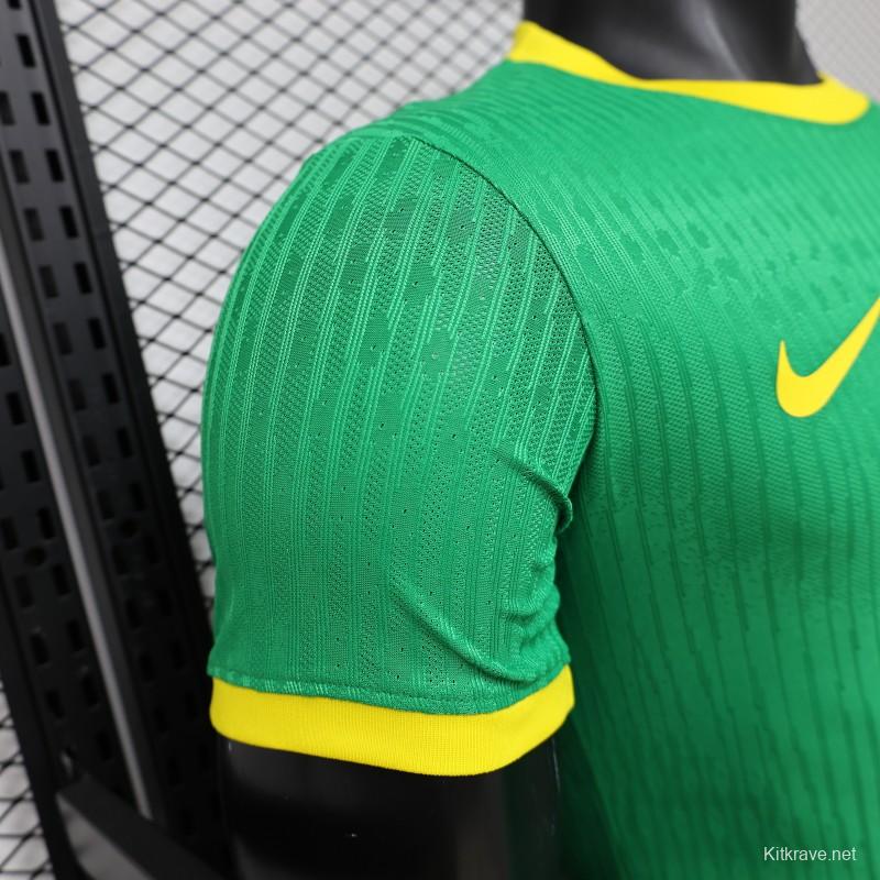 Player Version 2026 Brazil Green with Wave Texture Away Jersey
