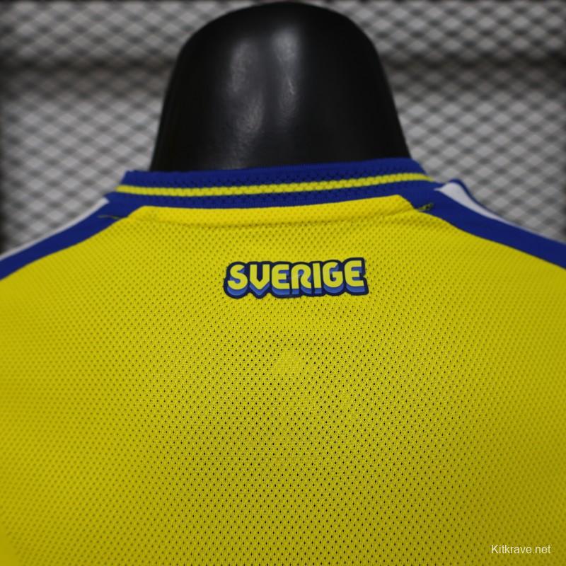 Player Version 2026 Sweden Yellow with Blue Panel Home Jersey