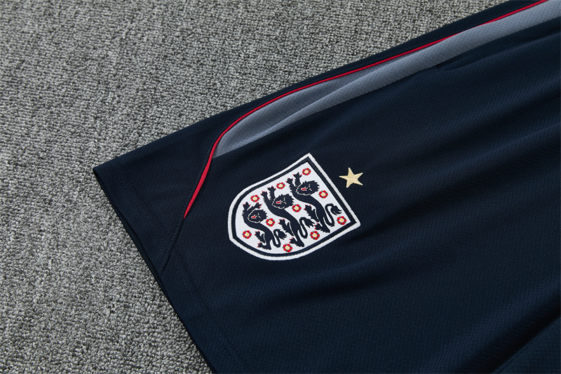 2026 England Grey Short Sleeve+ Navy Blue Soccer Shorts