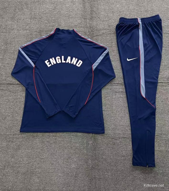 2026 Kids England Navy Blue  Half Zipper Jacket Tracksuit + Long Pants (Nike)