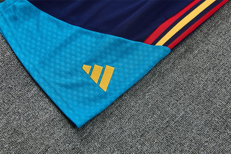 2026 Spain Navy Blue Multi-Color Diagonal Stripe Short Sleeve+Soccer Shorts