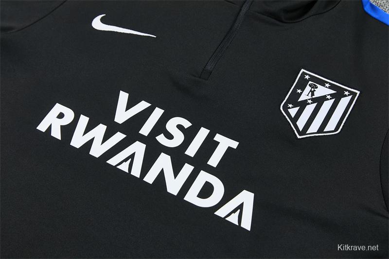 2026 Atletico Madrid Black Half Zipper Jacket Tracksuit + Long Pants