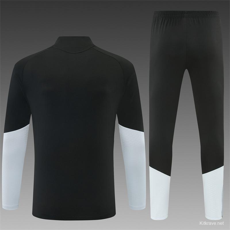 2026 Spain Black & White Half Zipper Jacket Tracksuit + Long Pants