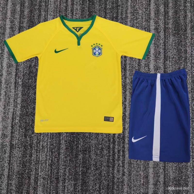 Retro 2014 Kids Brazil Home Jersey