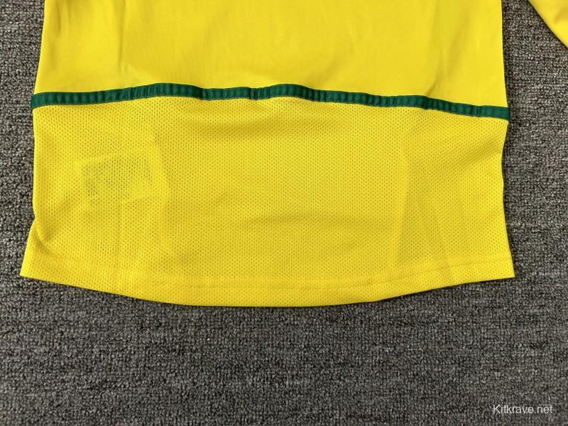 Retro Kids 2002 Brazil Home Long Sleeve Jersey