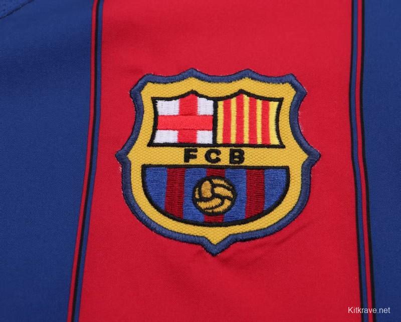 Retro Kids 03/04 Barcelona Red Blue Home Jersey