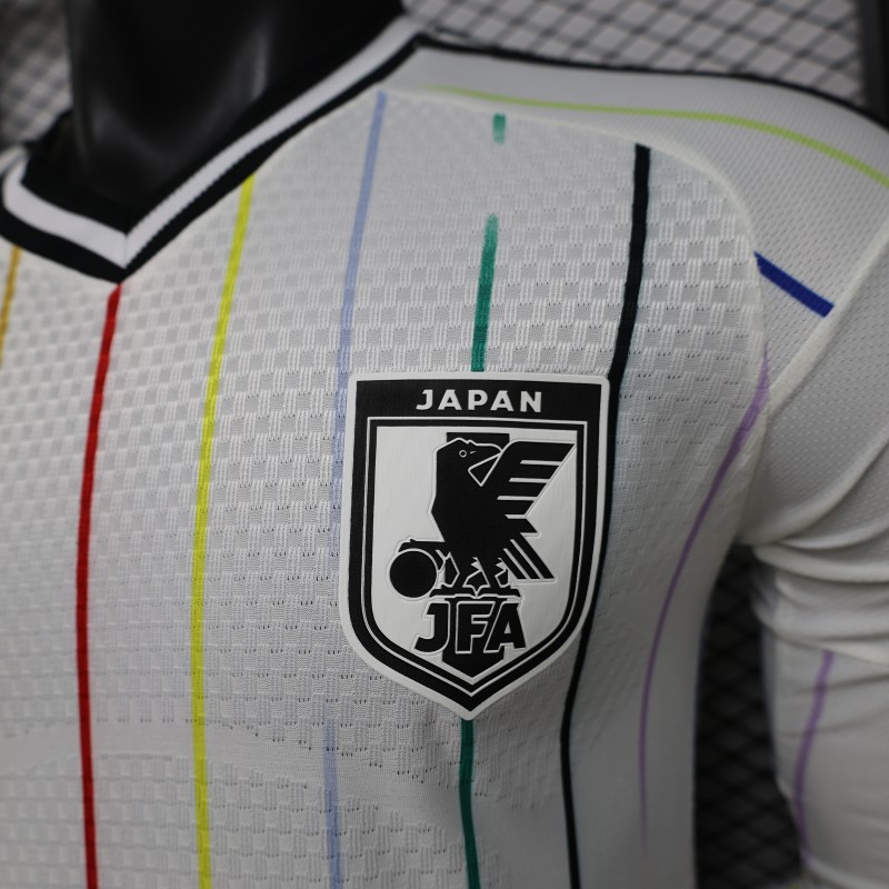 Player Version 2026 Japan Special Edition White with Rainbow  Pinstripe Long Sleeve Jersey