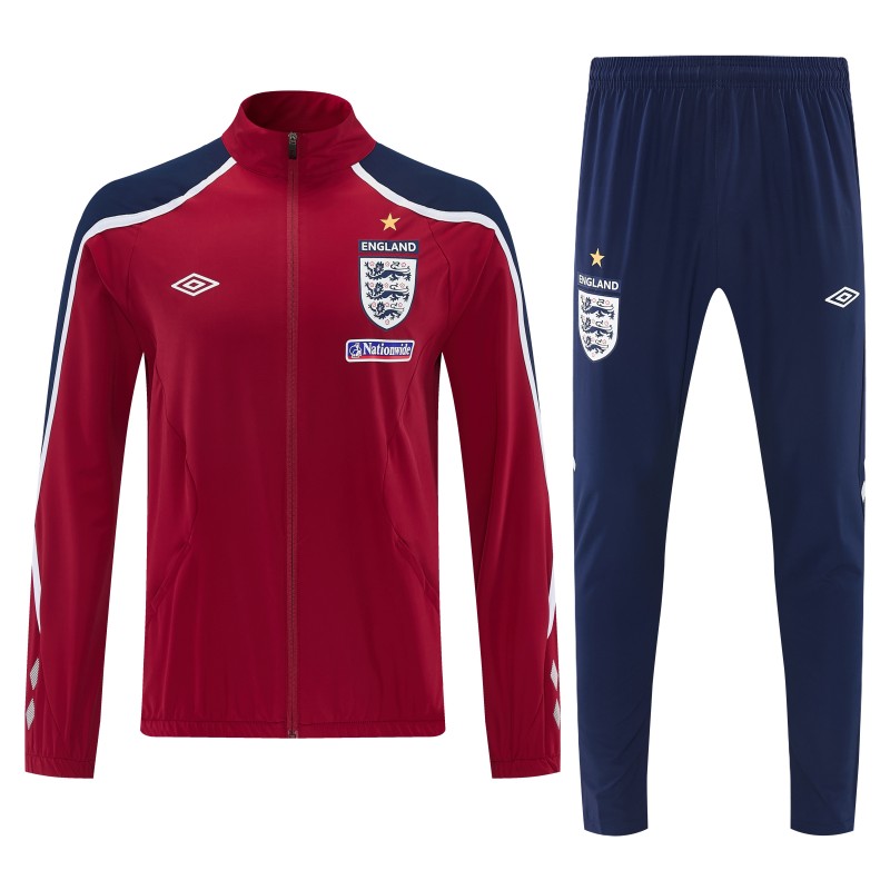 2026 England Red & Navy Blue Full Zipper Jacket Tracksuit + Long Pants