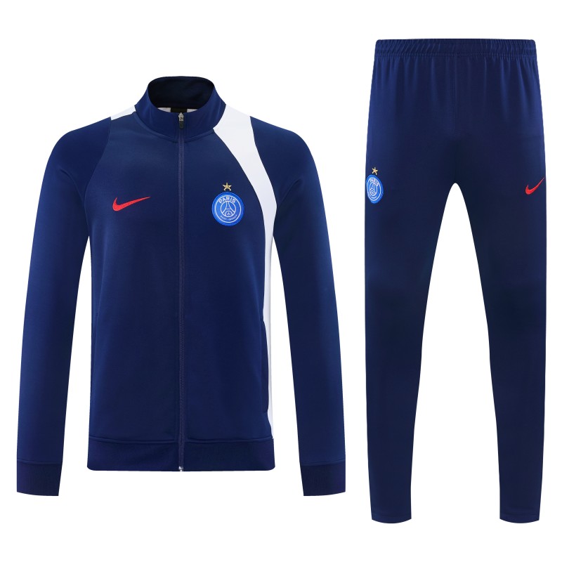 26/27 Paris Saint-Germain Navy Blue & White Full Zipper Jacket Tracksuit + Long Pants (Home)