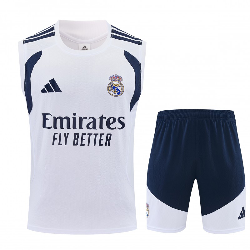 26/27 Real Madrid  White Sleeveless Vest Tracksuit + Short Pants