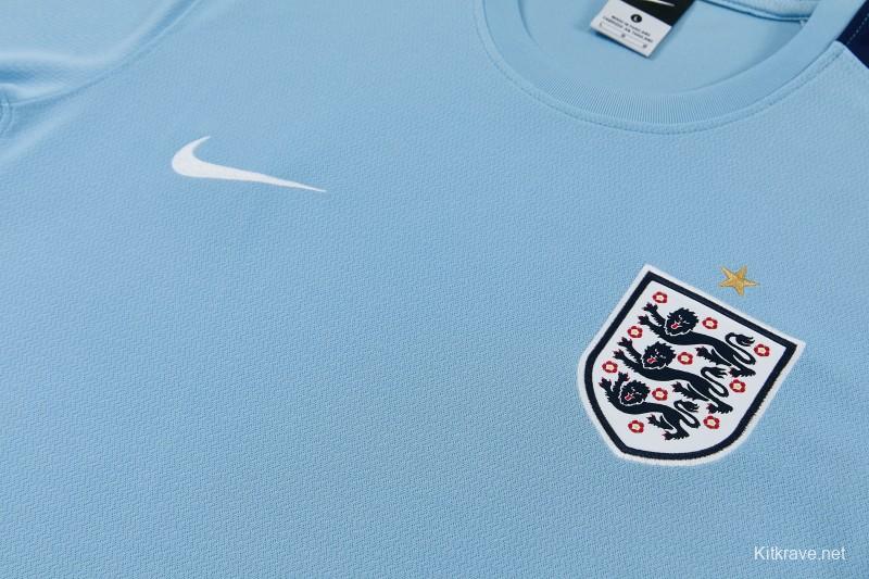 2026 England Sky Blue Short Sleeve + Navy Blue Soccer Shorts