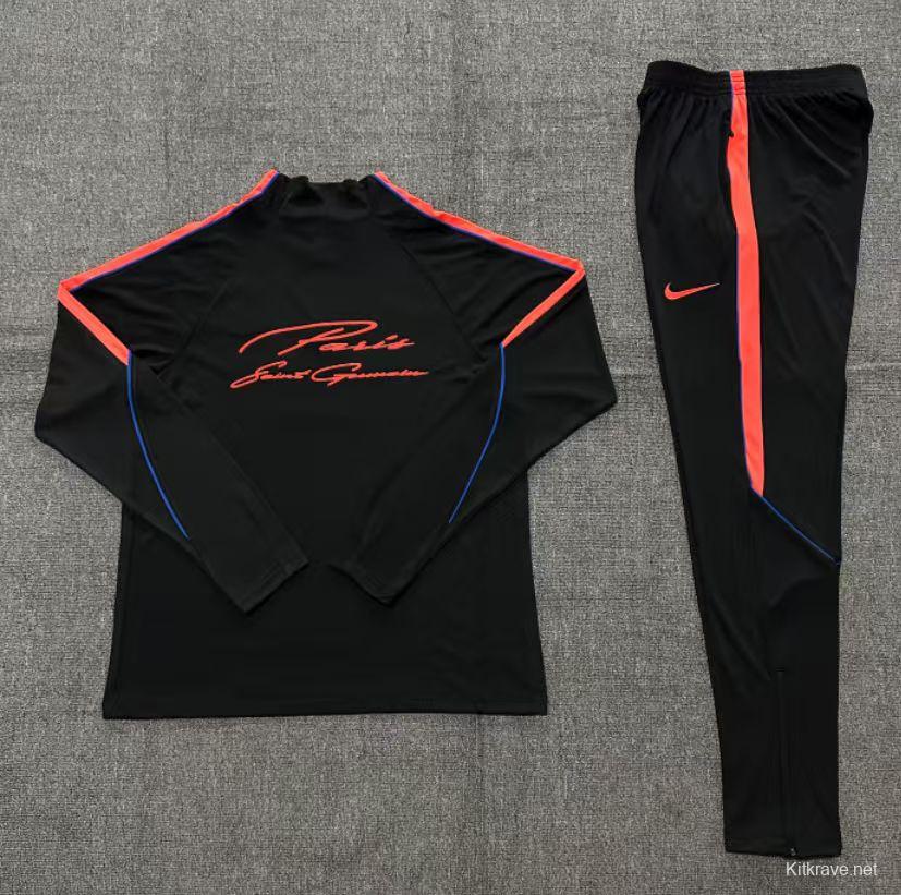 Player Version 26/27 Kids Paris Black Half Zipper Jacket+Long Pants