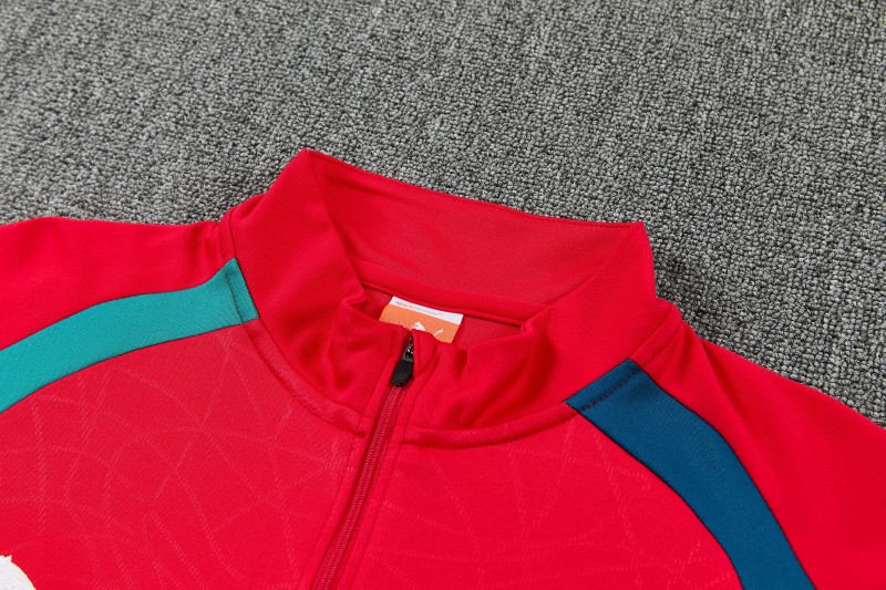 26/27 Portugal Red&Teal Half Zipper Jacket Tracksuit + Long Pants