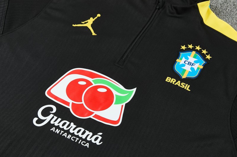 26/27 Brazil Black Half Zipper Jacket Tracksuit + Long Pants
