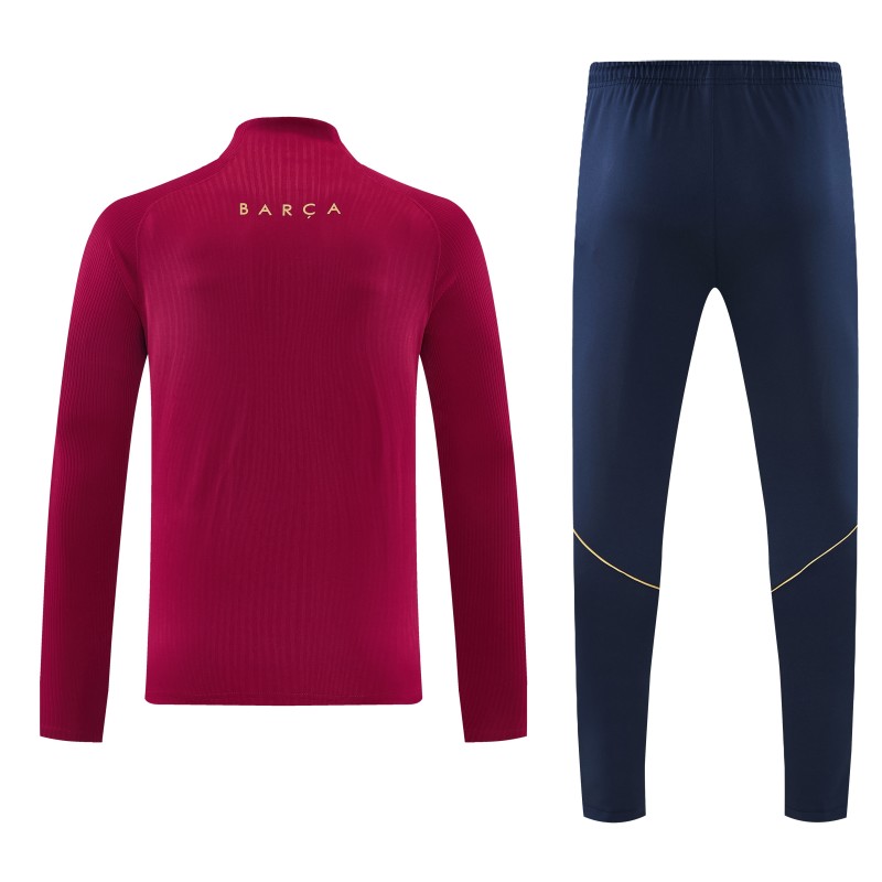 26/27 Barcelona Red & Black Half Zipper Jacket Tracksuit + Long Pants