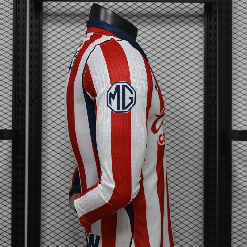 Player Version 26/27 Chivas Home Long Sleeve Red Stripes Jersey