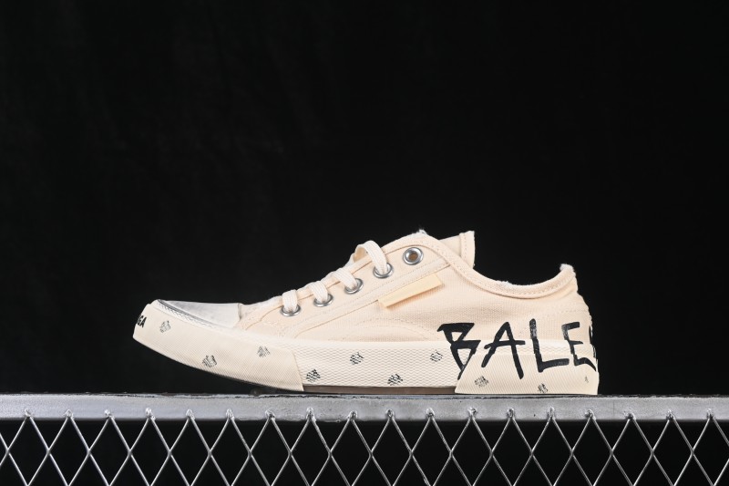 Balenciaga Paris Low Top Lace-Up Sneakers with Distressed Finish - W3RR59010