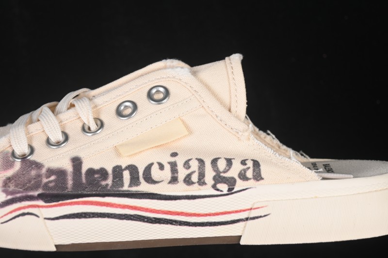 Balenciaga Paris Low Top Lace-Up Fashion Slippers with Distressed Finish - W3PS19016
