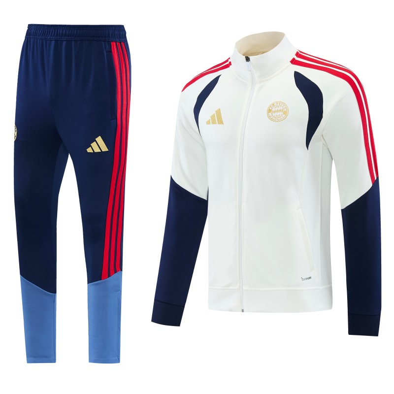 26/27 FC Bayern München 02  White Full Zipper Jacket + Long Pants
