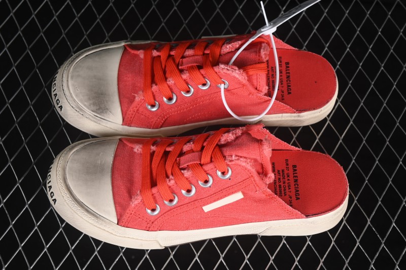 Balenciaga Paris Low Top Lace-Up Half-Slip Distressed Sneakers - W3RC16092