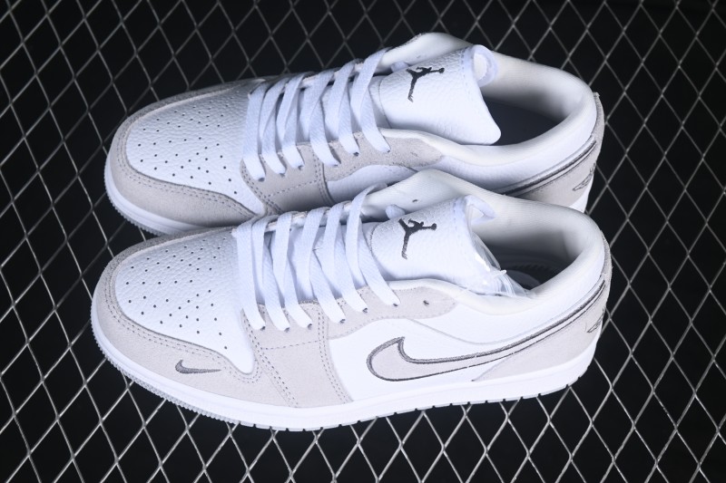 Nike Air Jordan 1 Low AJ1 Embroidered White Grey Low-Top Retro Cultural Basketball Shoes - IX3959-100
