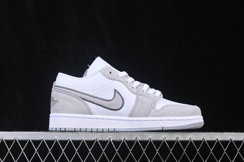 Nike Air Jordan 1 Low AJ1 Embroidered White Grey Low-Top Retro Cultural Basketball Shoes - IX3959-100