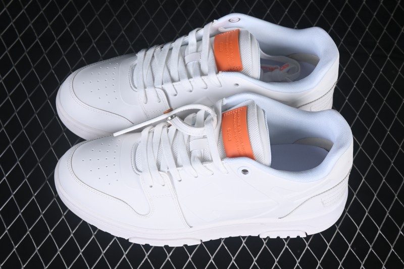 Off-White Out Of Office Low-Top Casual Sneakers in White with Orange Arrow - AJD4