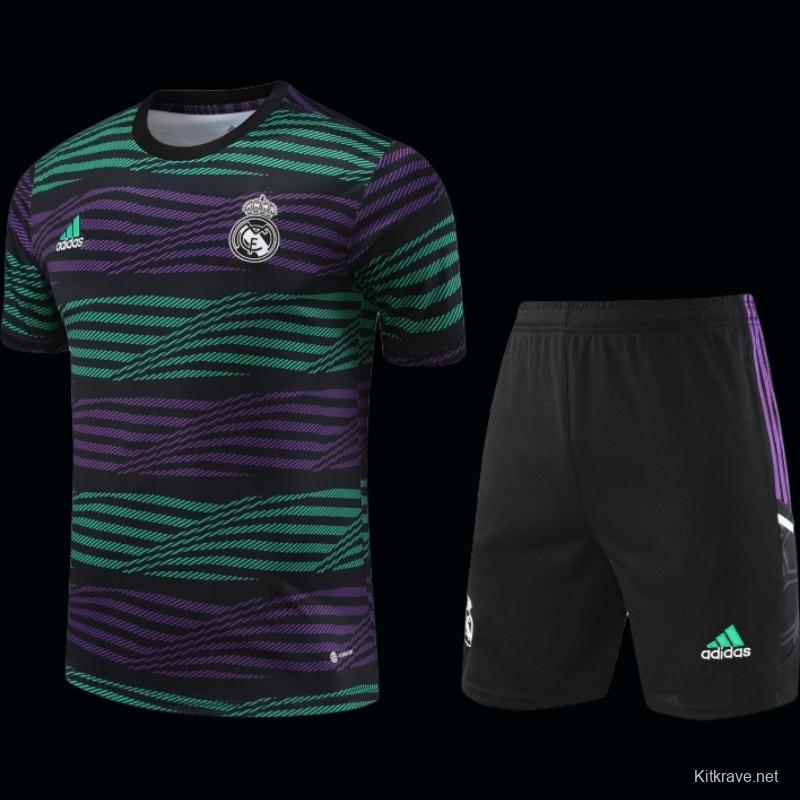 23-24 Real Madrid Stripe Pattern Short Sleeve+Shorts