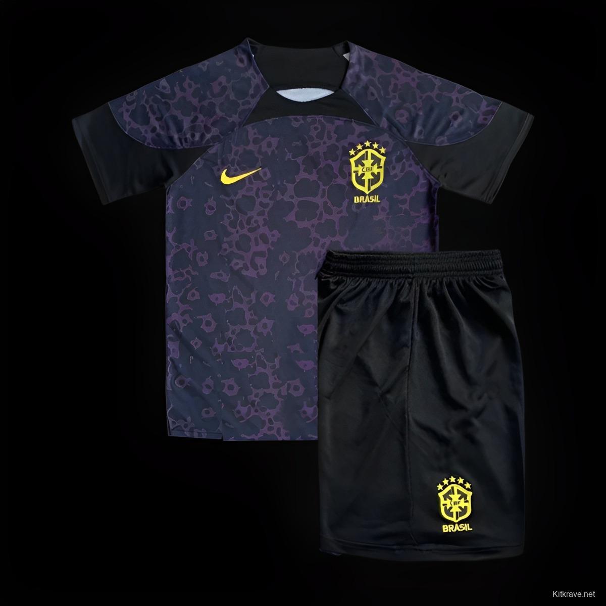 2023 Kids Brazil Goalkeeper Black Jersey