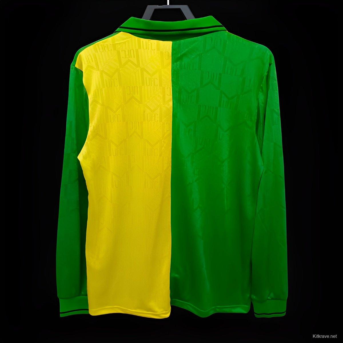 Retro 92/94 Manchester United Third Green/Yellow Long Sleeve Jersey