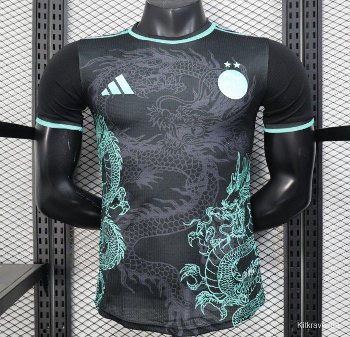Player Version 2025 Algeria Black with Mint Green Dragon Pattern Jersey