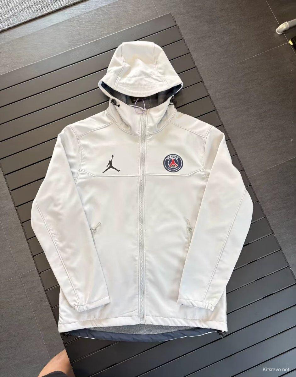 25/26 PSG White/Navy/Black/Olive Green Jordan Hooded Jacket