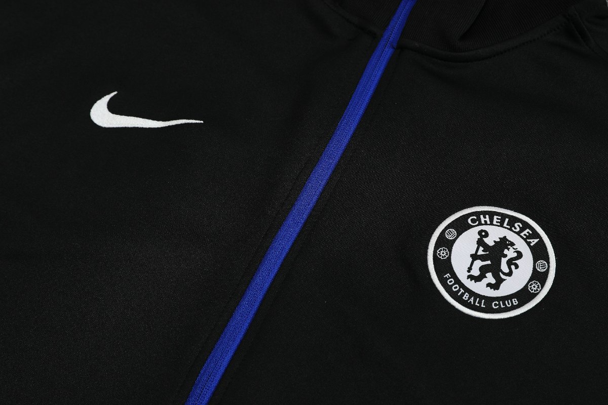 25/26 Chelsea Black with Blue Accents FULL Zipper Jacket Tracksuit +Long Pants