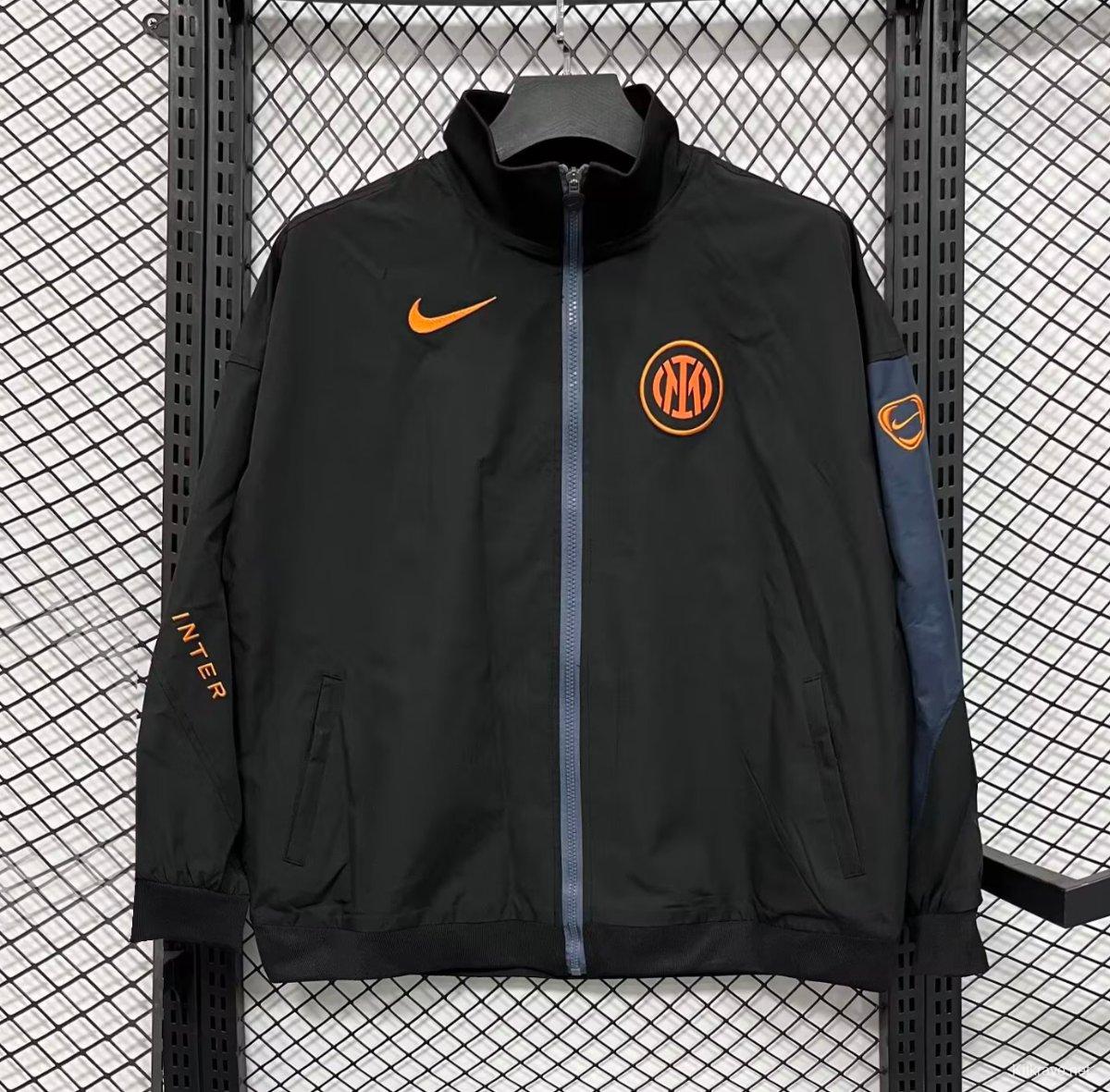 25/26 Inter Milan Black Full Zipper Windbreaker