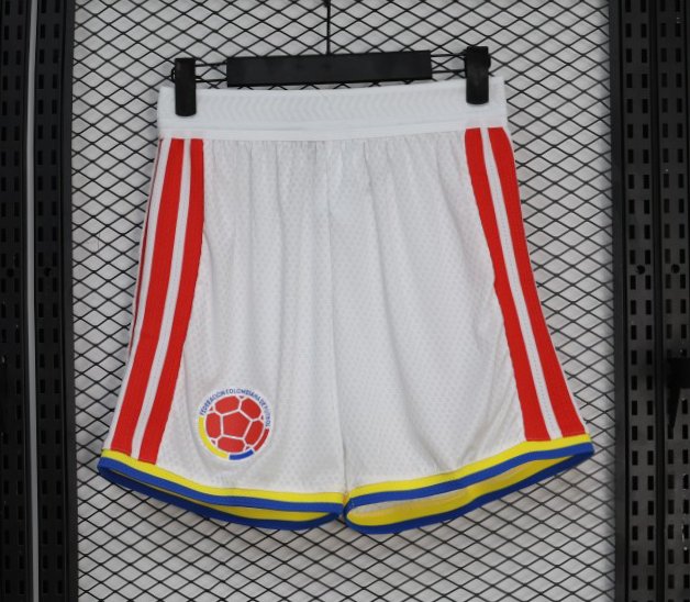 2026 Player Version Colombia White with Red Side Stripes Shorts