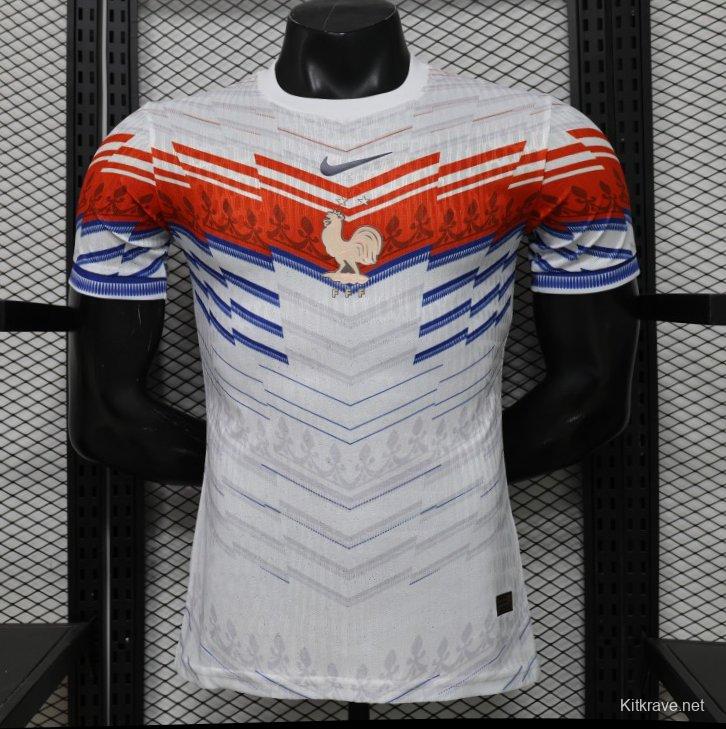 Player Version 2026 France Away White with Red & Blue Chevron Stripe Special Edition Jersey