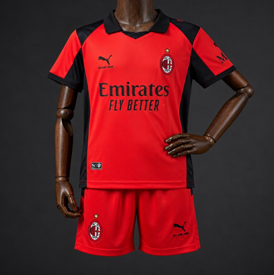 25/26 Kids AC Milan x Slam Jam Limited Edition Long Sleeve Red Forth Jersey