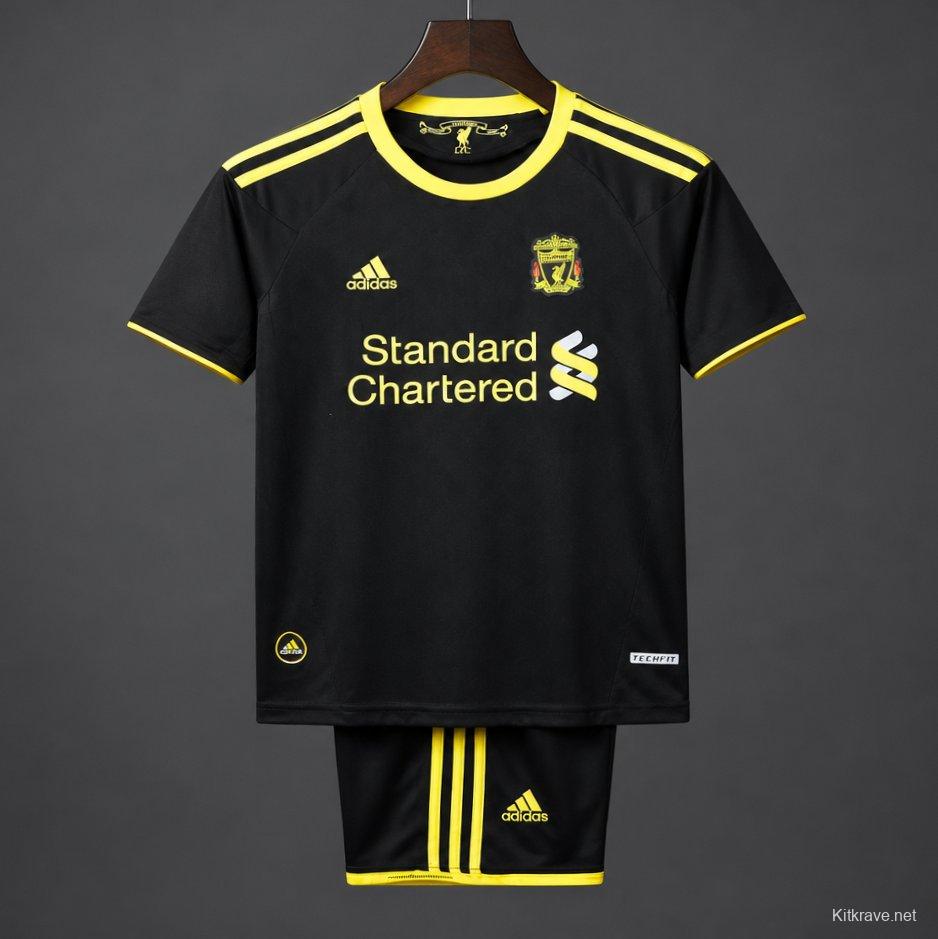 Retro 2010/11 Kids Liverpool Black & Yellow Away Jersey