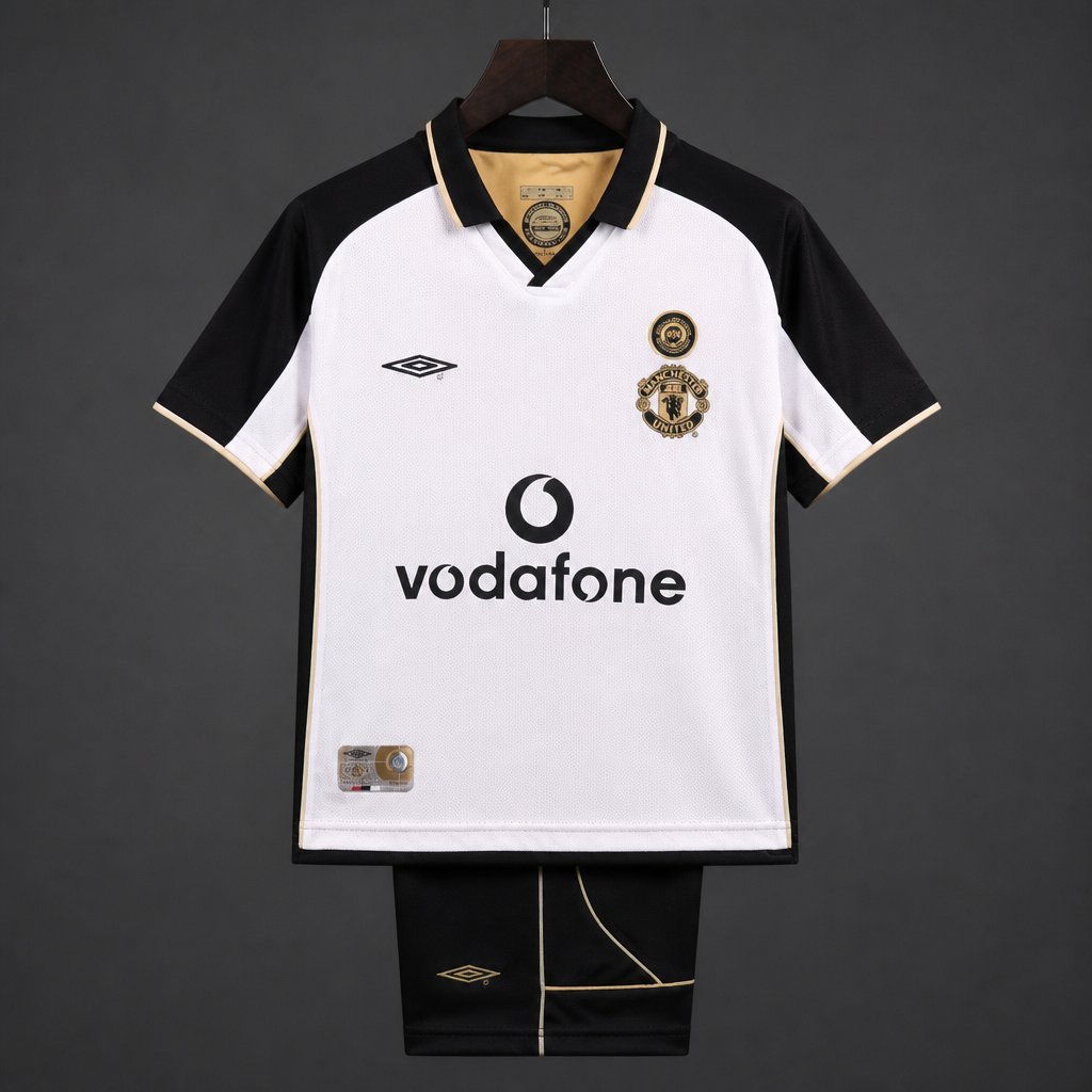 Retro Kids 01/02 Manchester United Centenary White Reversible Jersey