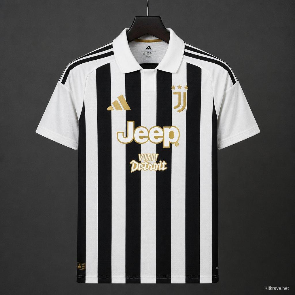 26/27 Juventus Home Jersey With Jeep Visit Detroit Sponsor