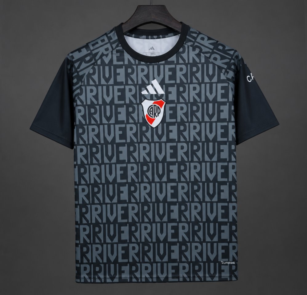 26/27 River Plate Pre-match Jersey With  Text "RIVER" Repeated Pattern