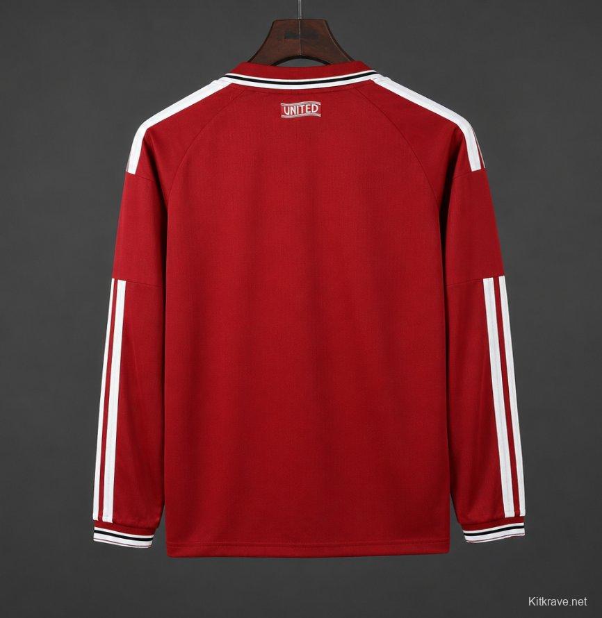 26/27 Manchester United Red with White Stripes Long Sleeve Home Jersey