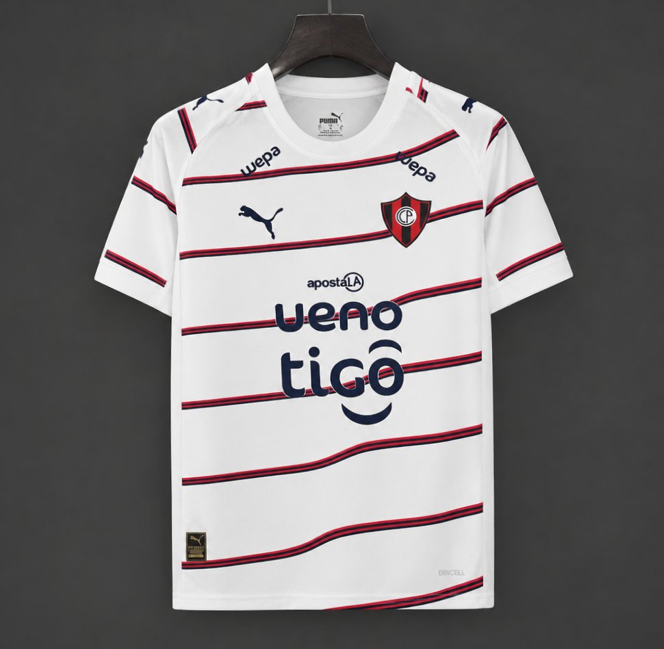 26/27 Cerro Porteño White with Red & Navy Stripes Jersey