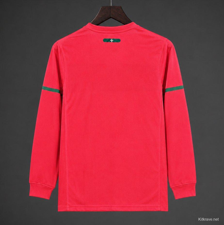 Retro  2010 Portugal Home Long Sleeve Jersey