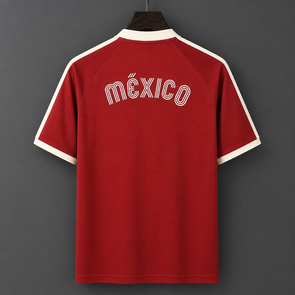 2026 Mexico Dark Red Adicolor 3-Stripes Casual Retro T-Shirt