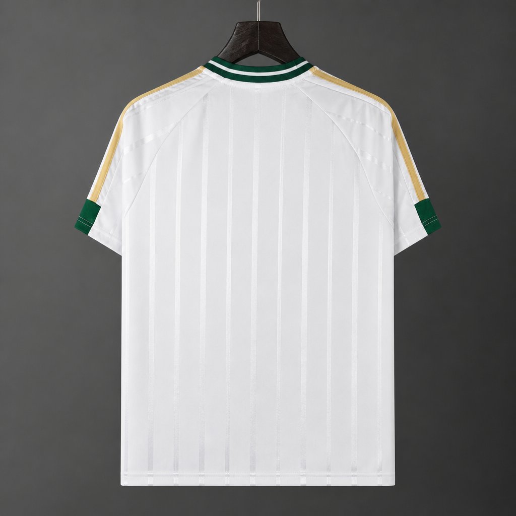 26/27 Adidas Originals  White with Green Stripe Retro Football T-Shirt