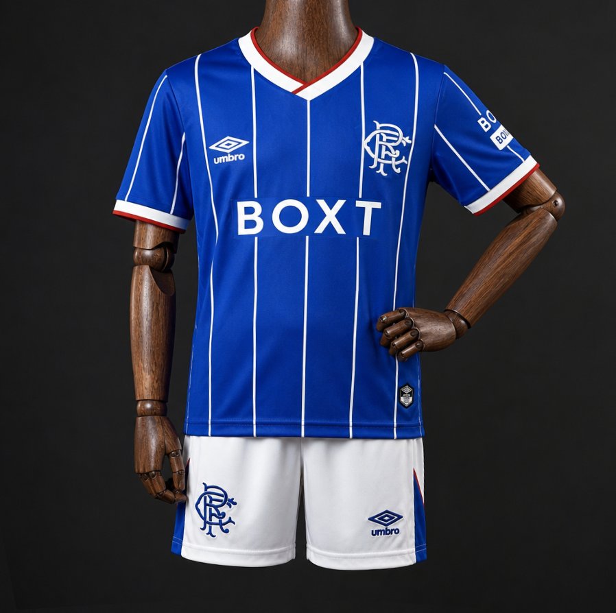 Kids 26/27 Rangers FC Blue Pinstripe Home Jersey Kit